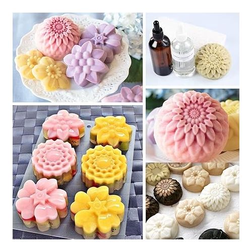  2 Pack Silicone Soap Molds, 6 Cavities Different Flower Shapes Silicone Mold, Perfect Making for Soap, Lotion Bar, Bath Bombs