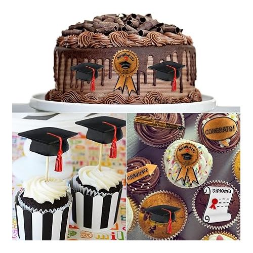  SAKOLLA Graduation Fondant Molds Silicone Doctoral Cap Diploma Candy Chocolate Molds Congrats Grad Congratulations Molds Cake Toppers Party Decorations for 2024 Graduation Celebration