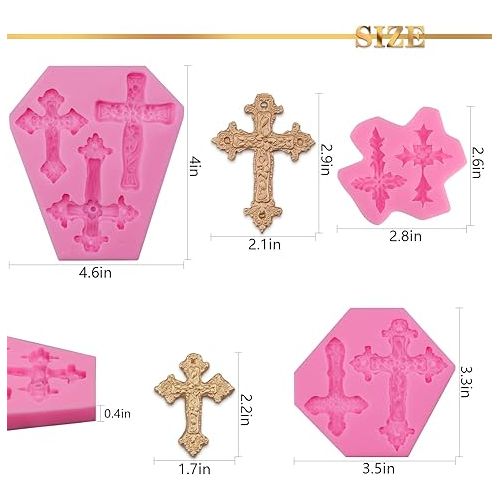  3 Pcs Cross Molds Silicone, Cross Silicone Molds for Chocolate Cake Fondant Candy Clay Cupcake Candle Baptism