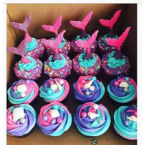  [아마존베스트]Sakolla 16 Cavity Mermaid Tail Silicone Mold for Fondant, Cake Decoration, Chocolate, Soap, Candy, Jello, Cupcake Topper, Gumpaste, Clay, Ice, etc.