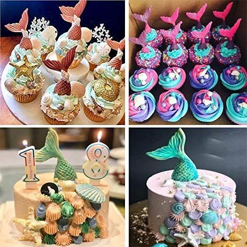  [아마존베스트]Sakolla 16 Cavity Mermaid Tail Silicone Mold for Fondant, Cake Decoration, Chocolate, Soap, Candy, Jello, Cupcake Topper, Gumpaste, Clay, Ice, etc.