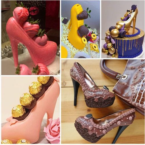  [아마존베스트]Sakolla Mini High Heel Shoe Fondant Mold, 3D Chocolate Shoes Mold for Cake Decorating, Candy, Soap, Polymer Clay, 4.2 inch Long