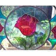 SakuraGlass Beauty and the Beast Enchanted Rose Stained Glass, Suncatcher Window Panel, Disney - Personalised (SILVER)