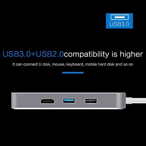  Sala-Deco - 7In 1 Type C USB C Hub HDMI Multimedia Interface USB3.0 Hub Splitter Ethernet Port SD TF Card Reader Adapter Converter for Mac