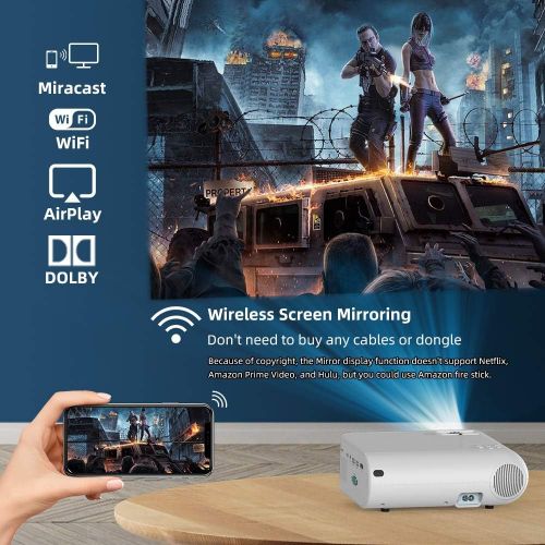  Mini Projector Portable - Salange WiFi Video Projector for Outdoor Movies - Compatible with iPhone, iPad, Android Phones, Roku, HDMI, Laptop for Indoor Home Theater?Gaming (2022 Up