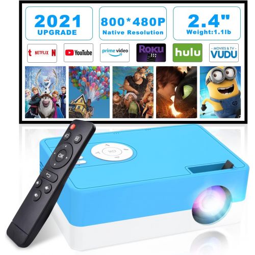  Mini Projector, Salange 1080P Supported Portable Projectors for iPhone, Outdoor Movie Proyector, HD Video Projetor Home Theater, Small LED Beam Kids Gift HDMI USB for TV Stick, Lap