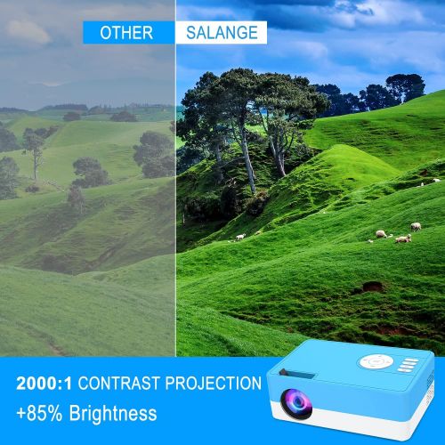  Mini Projector, Salange 1080P Supported Portable Projectors for iPhone, Outdoor Movie Proyector, HD Video Projetor Home Theater, Small LED Beam Kids Gift HDMI USB for TV Stick, Lap