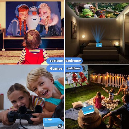  Mini Projector, Salange 1080P Supported Portable Projectors for iPhone, Outdoor Movie Proyector, HD Video Projetor Home Theater, Small LED Beam Kids Gift HDMI USB for TV Stick, Lap