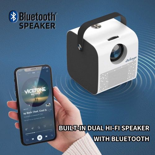  Portable Projector with Bluetooth for Outdoor Movies - 7000 LUX, HD 1080P and 300 Display Support, Salange Mini Video Projector Compatible w iPhone,TV Stick,PS4,HDMI,Laptop for Hom