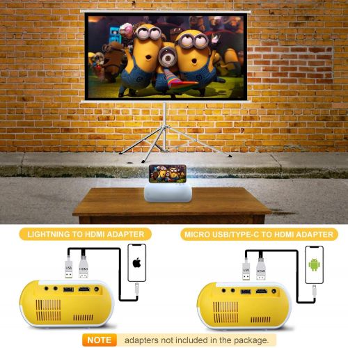  Mini Projector, Salange Portable Projector 1080P Supported, Outdoor Projector, Phone Proyector for Kids, Movie Projectors Led Video Home Theater Compatible with HDMI, USB, Laptop,