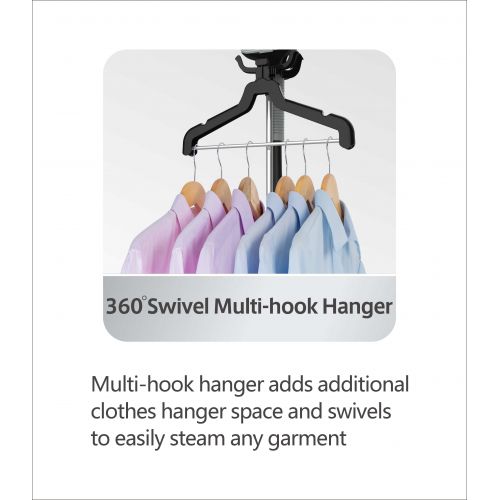  Salav SALAV GS34-BJ Performance Garment Steamer with 360-Degree Swivel Multi-Hook Hanger, 4 Steam Settings, 1500W, Black