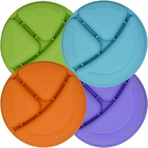  Set of 4 Divided Toddler Plates Set for Baby Plate, Kids, Children, BPA Free Silicone for Feeding by Salbree (7.5 Round, Green, Light Blue, Orange, Purple)