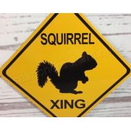 SalmonCreekAntiques Squirrel Xing Mini Metal Yellow Farm Caution Crossing Sign 6x6 or 12x12 NEW (2 sizes available)
