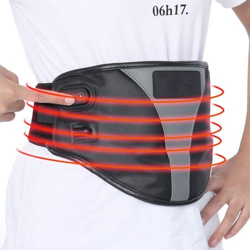  Salmue Electric Heat Waist Massage with Far Infrared Hot Compress Vibration, Vibration Heating Warm Belt with 3 Levels Adjustable Temperature,7 Massage Modes Herbs for Fumigation Heating