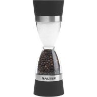 Salter 7611 BKXR 2-in-1 Mechanical Salt & Pepper Mill - Double Sided Spice, Adjustable Grinding from Fine to Coarse, Ceramic Grinder, Compact Design, 60g Salt/30g Pepper, Plastic
