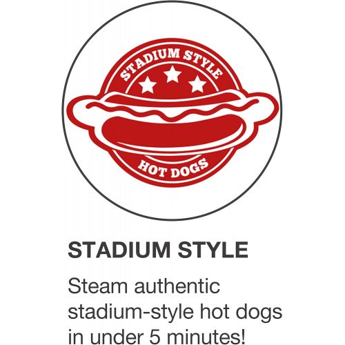  [아마존베스트]Salton Treats Steamer for Extra Large Authentic Stadium-Style Hot Dogs and Sausages, 8 Hot Dog and 4 Bun Capacity to Steam and Warm Breakfast Sausages, Brats, Vegetables, Fish, 350