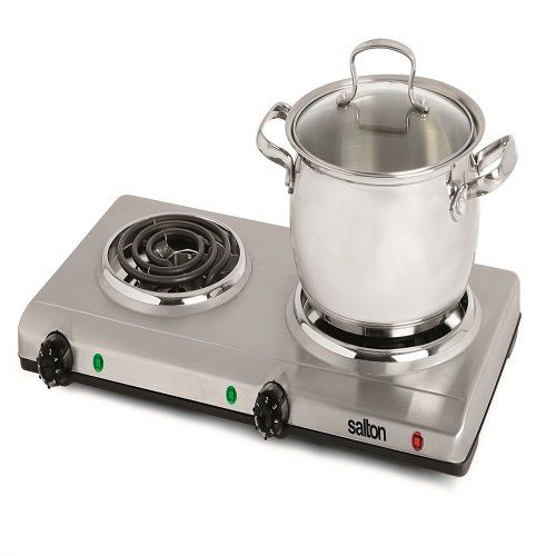  Salton THP-528 Electric Double-Coil Cooking Range, Stainless Steel