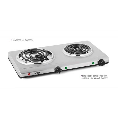  Salton THP-528 Electric Double-Coil Cooking Range, Stainless Steel