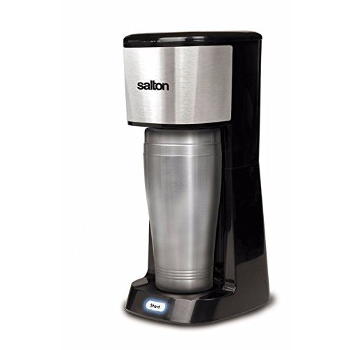  Salton Travel Single Serve Coffee Maker + stainless steel thermal mug + permanent filter + illuminated switch with auto shut-off