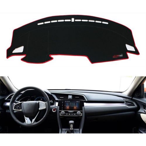  Salusy Black and Red Dashboard Dash Protector Dash Mat Sun Cover Pad For Honda Civic/Honda Civic Coupe 2016 2017 2018 2019/Honda Civic Hatchback 2017-2019