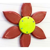 /SalvageandBloom Outdoor Wooden Flower, Wood Flower Wreath, Red Yellow Wall Art, Wooden Flower Wall Art, Wall Art Wood, Wall Art Flowers