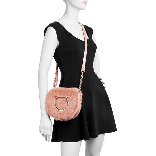  Salvatore Ferragamo Vela Mink & Leather Medium Crossbody