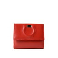 Salvatore Ferragamo Gancini red leather french wallet