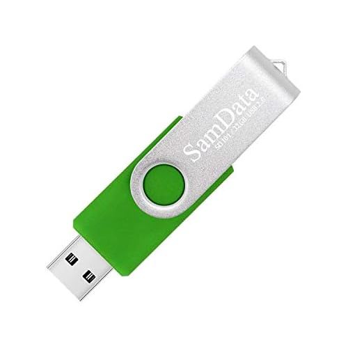  SamData USB 2.0 Flash Drive 32GB, 3 Pack Thumb Drive Swivel Memory Stick External Storage (3 Colors: Blue Green Red)