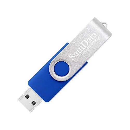  SamData USB 2.0 Flash Drive 32GB, 3 Pack Thumb Drive Swivel Memory Stick External Storage (3 Colors: Blue Green Red)