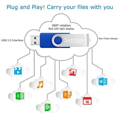  SamData USB 2.0 Flash Drive 32GB, 3 Pack Thumb Drive Swivel Memory Stick External Storage (3 Colors: Blue Green Red)