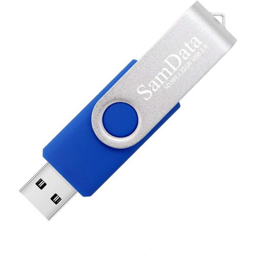  SamData USB 2.0 Flash Drive 32GB, 3 Pack Thumb Drive Swivel Memory Stick External Storage (3 Colors: Blue Green Red)