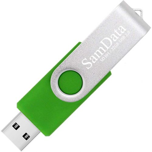  SamData USB 2.0 Flash Drive 32GB, 3 Pack Thumb Drive Swivel Memory Stick External Storage (3 Colors: Blue Green Red)