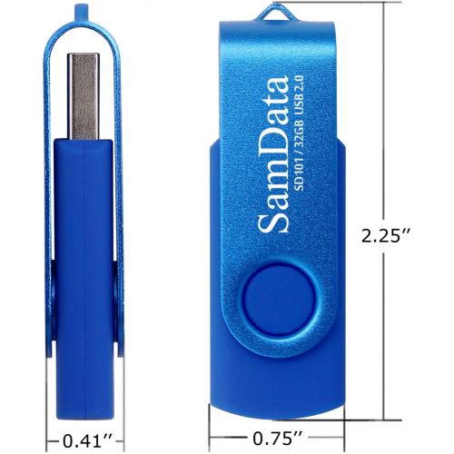  SamData 32GB USB Flash Drives 2 Pack 32GB Thumb Drives Memory Stick Jump Drive with LED Light for Storage and Backup (2 Colors: Black Blue)