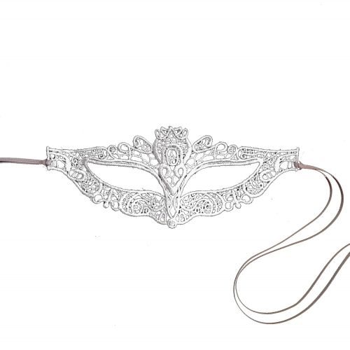  Samantha Peach Stunning Silver Princess Lace Masquerade Mask