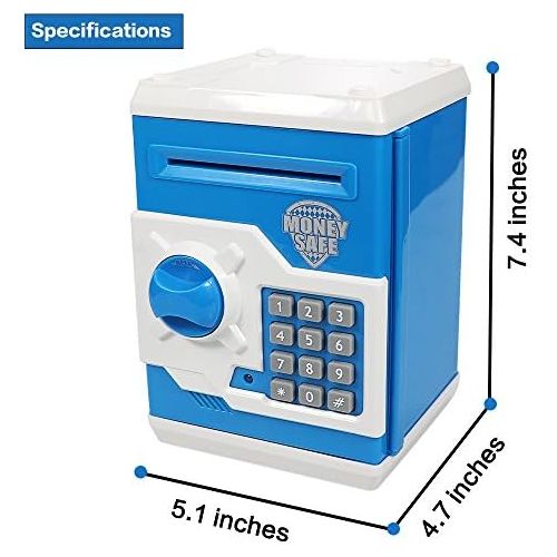  [아마존베스트]Samate Cartoon Electronic ATM Password Piggy Banks New Great Gift Toy for Children Kids Can Auto Scroll Paper Money for Children Fun Toy (Blue)