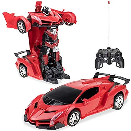  Samate Deformation Robot Car Toy for Kids, Electric Car Model with Remote Controller,RC Car One Button Change into Robot Birthday Gift.