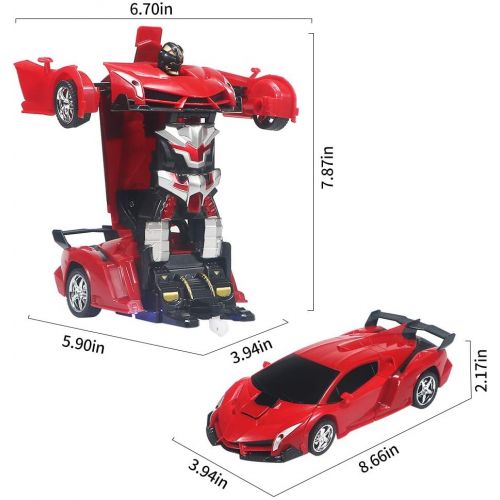  Samate Deformation Robot Car Toy for Kids, Electric Car Model with Remote Controller,RC Car One Button Change into Robot Birthday Gift.