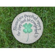 Samdesigns22 Hand Painted MEMORIAL Stepping Stone Blessed are those who mourn.... IRISH Memorial- 4 Leaf Clover, Memorial Gift, Gift for Funeral