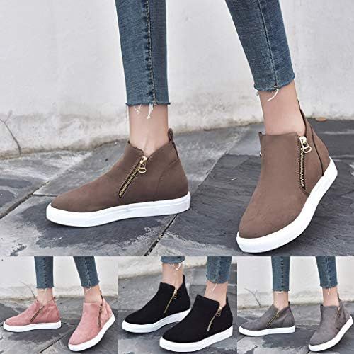  Sameno Street Sneakers SamenoSt. Wedge Sneakers for Women Platform Ankle Booties Flock Leather High Top Side Zipper Casual Walking Shoes Boots