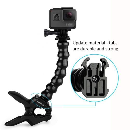  Sametop Jaws Flex-Klemme Einbein Stativ Klemmhalterung mit Schwanenhals Kompatibel mit GoPro Hero 6, 5, 4, Session, 3+, 3, 2, 1 Kameras