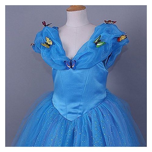  Samgami 2015 New Cinderella Dress Princess Costume Butterfly Girl (6) Blue