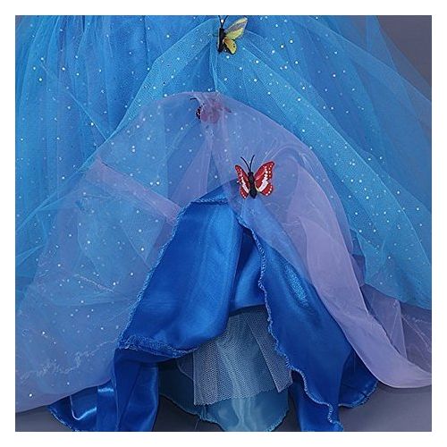  Samgami 2015 New Cinderella Dress Princess Costume Butterfly Girl (6) Blue