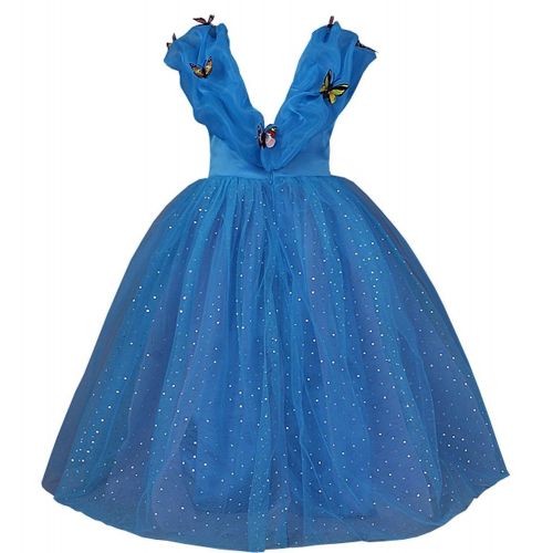  Samgami 2015 New Cinderella Dress Princess Costume Butterfly Girl (6) Blue