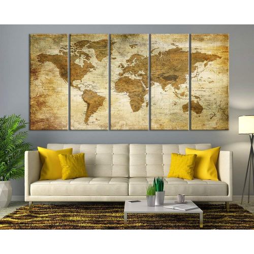  SamiEymur Modern Large Wall Art Vintage Old World Map Map Push Pin Canvas Print for Wall Decor - Wall Art Canvas Print Antique Travel Map for Home and Living Decoration - Ready to Hang - Fra