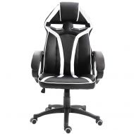 Samincom New PU Leather Gaming Chair Racing Style Chair Office Chair Ergonomic Style Swivel Chair (Black/White)