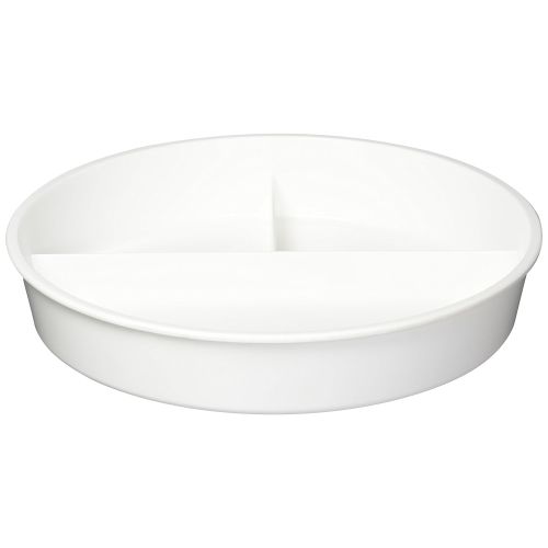  Sammons Preston High-Sided Divided Dish, White, Break-Resistant & Lightweight Polypropylene Plastic, 10 Diameter, 1.75 High Vertical Sides & 7/8 Section Dividers, Includes Lid for