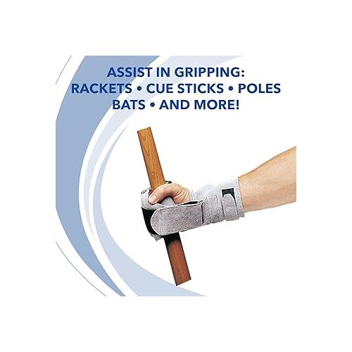  Sammons Preston Grasping Cuff With Wrist Support, Best Support for Good Grip Around a Racket, Paddle, Bat, Comfortable Suede Cuff for Limited Hand Function or Weak Grip, Fits Right or Left Hand