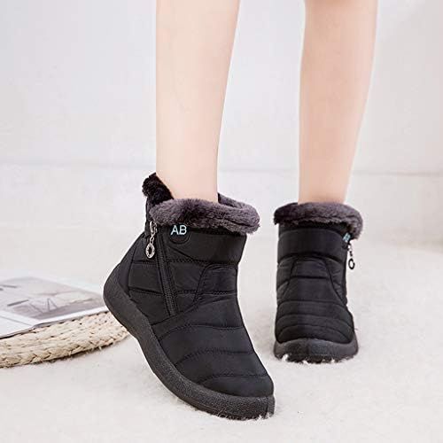  SamojoyBlvd. Womens Winter Snow Boots Plus Size Fleece Cotton Fur Lined Flat Ankle Boots Waterproof Non Slip Outdoor Warm Booties