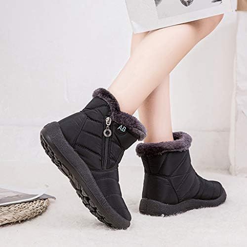  SamojoyBlvd. Womens Winter Snow Boots Plus Size Fleece Cotton Fur Lined Flat Ankle Boots Waterproof Non Slip Outdoor Warm Booties