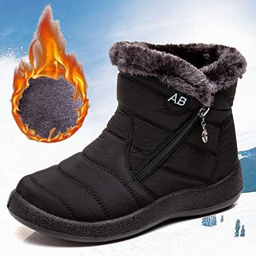  SamojoyBlvd. Womens Winter Snow Boots Plus Size Fleece Cotton Fur Lined Flat Ankle Boots Waterproof Non Slip Outdoor Warm Booties